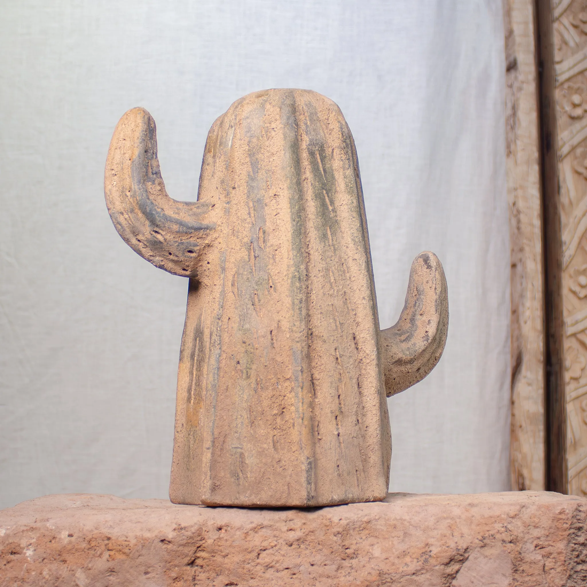 Saguaro Cactus, Vintage Terracotta Sculpture.