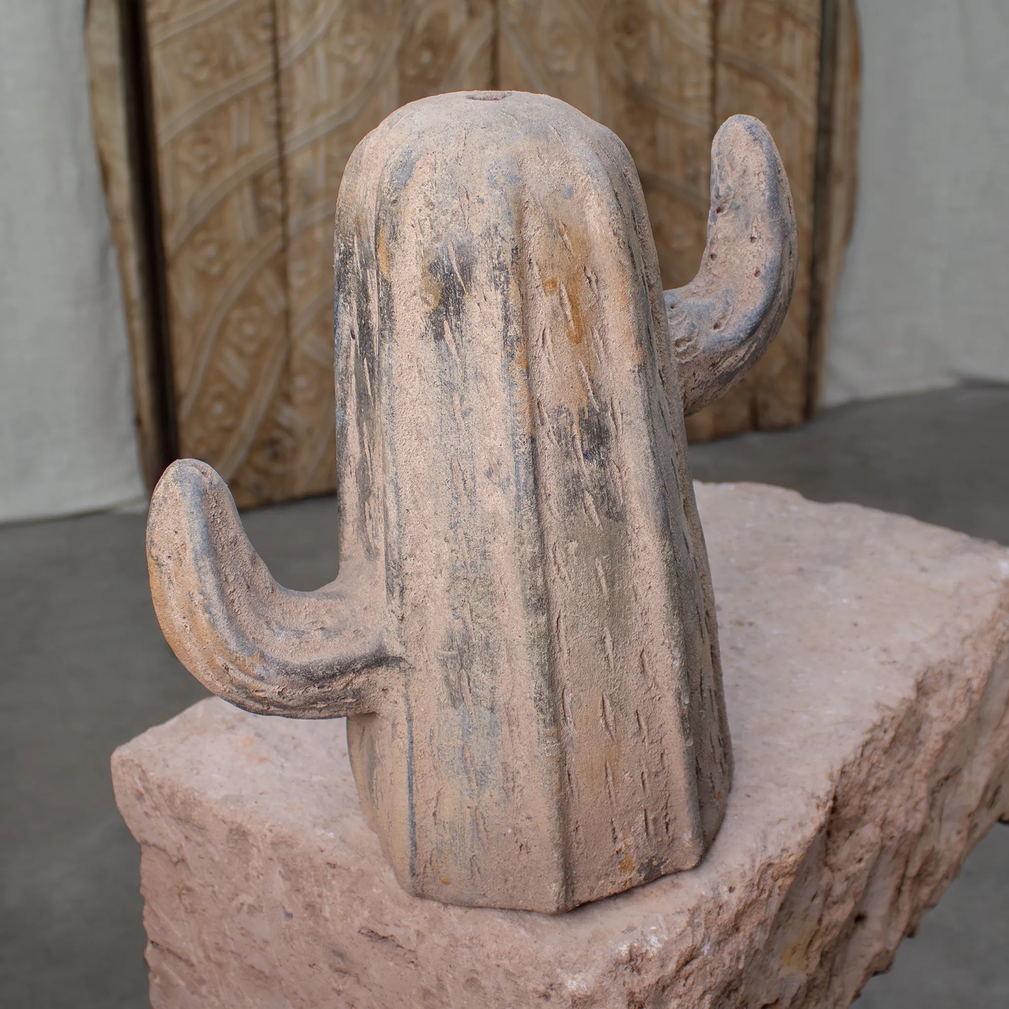 Saguaro Cactus, Vintage Terracotta Sculpture.