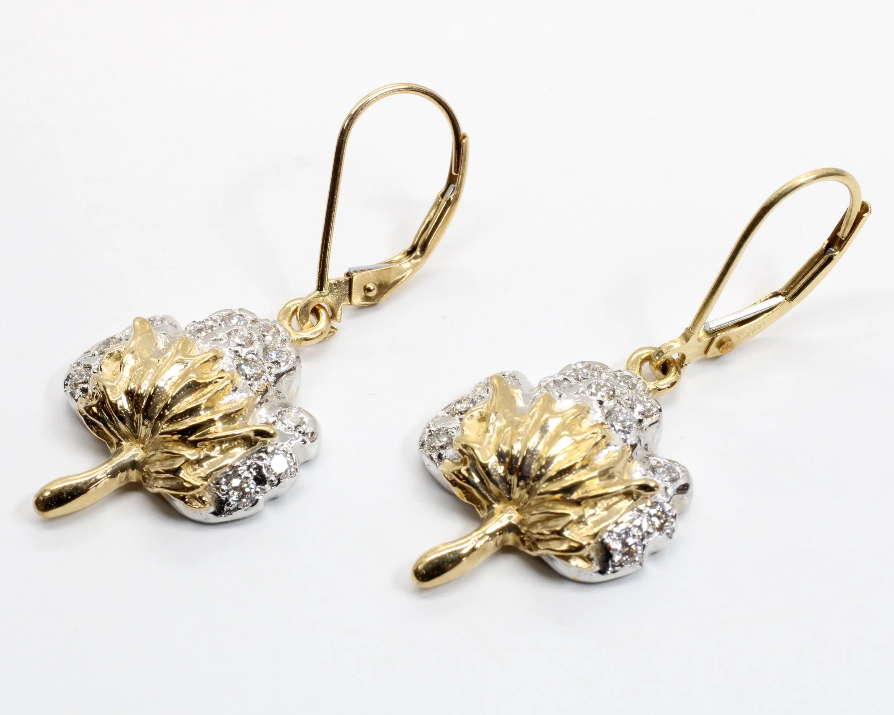 Set of New Diamond Cotton Boll Necklace and Dangle Earrings