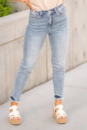 Sharon High Rise Frayed Hem Skinny Jeans Regular & Plus Sizes