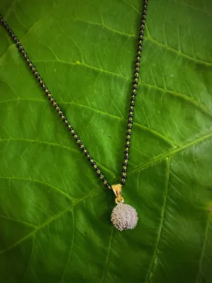 Short Mangalsutra Designs Sphere Shape American Diamond Studded Gold Plated Pendant (19 Inches)