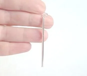 Silver Stick Earrings, silver bar earring, long thin bar earring, line earring, cylindrical earring, plain bar earring, simple narrow skinny