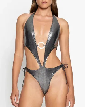 Silver Tie Up Bodysuit