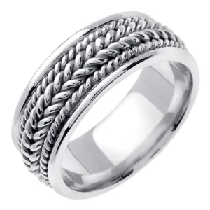 Silver/White or Silver/Yellow 14k Hand Braided Ring Band