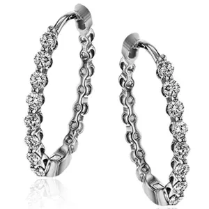 Simon G. 0.32 Carat Oval Shaped Skinny Diamond Hoop Earrings