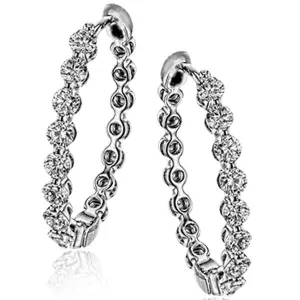 Simon G. 0.95 Carat Oval Shaped Skinny Diamond Hoop Earrings