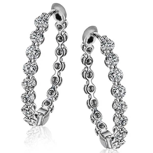 Simon G. Oval Shaped Skinny Diamond Hoop Earrings