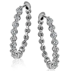 Simon G. Oval Shaped Skinny Diamond Hoop Earrings