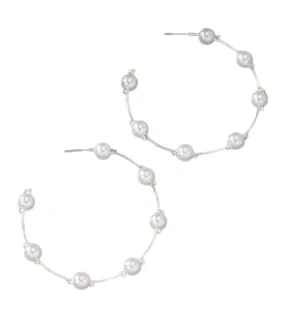 Skinny Pearl Wire Hoop Earrings