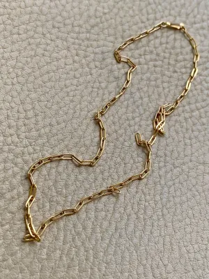 Skinny vintage paper clip chain in 18k gold - 15.6 inch length