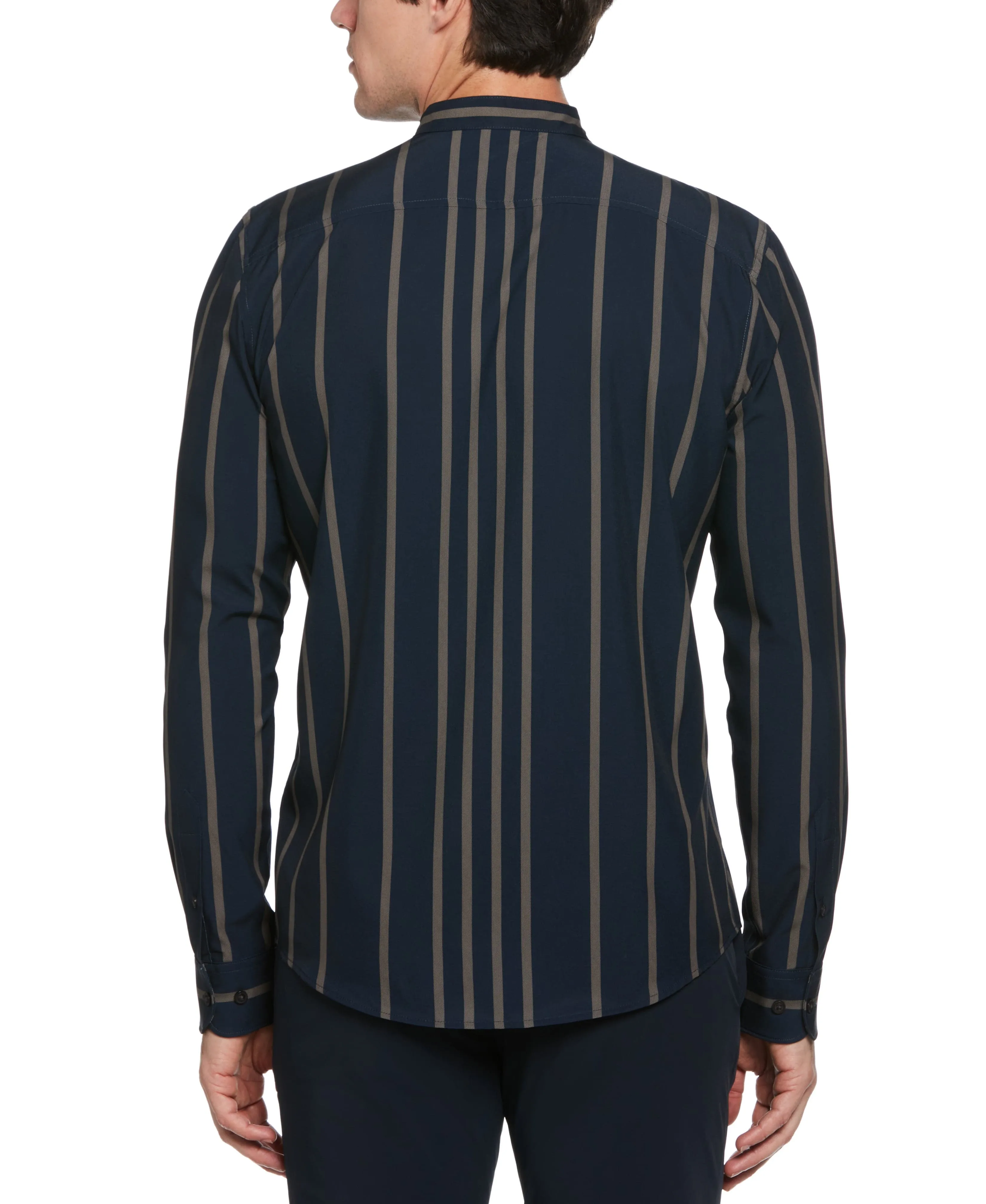 Slim Fit Total Stretch Striped Banded Collar Shirt