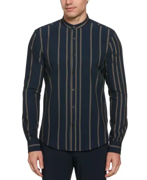 Slim Fit Total Stretch Striped Banded Collar Shirt