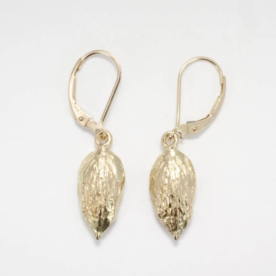 Smaller Size 14kt Gold Almond Dangle Earrings