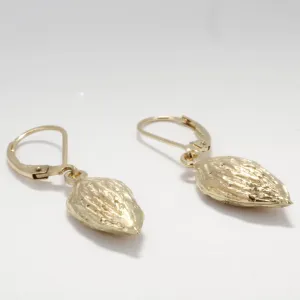 Smaller Size 14kt Gold Almond Dangle Earrings