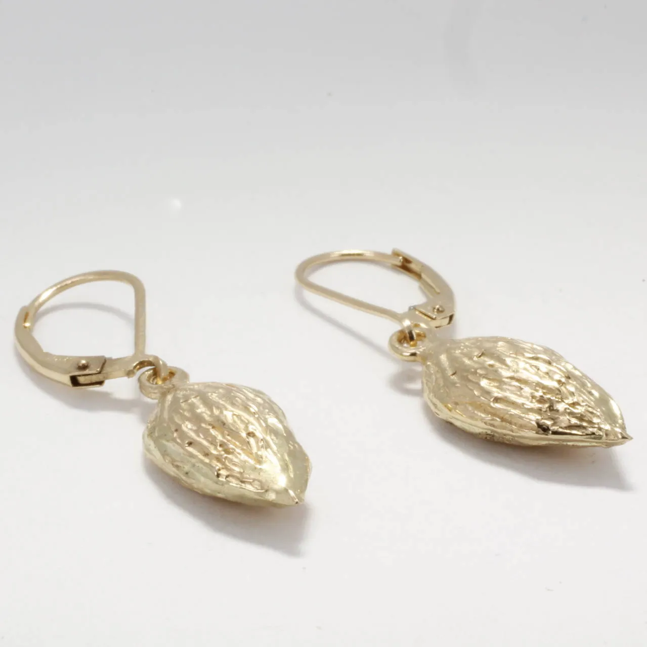 Smaller Size 14kt Gold Almond Dangle Earrings