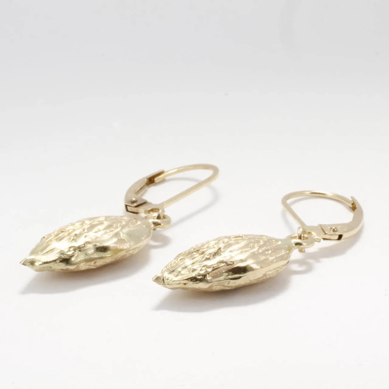 Smaller Size 14kt Gold Almond Dangle Earrings