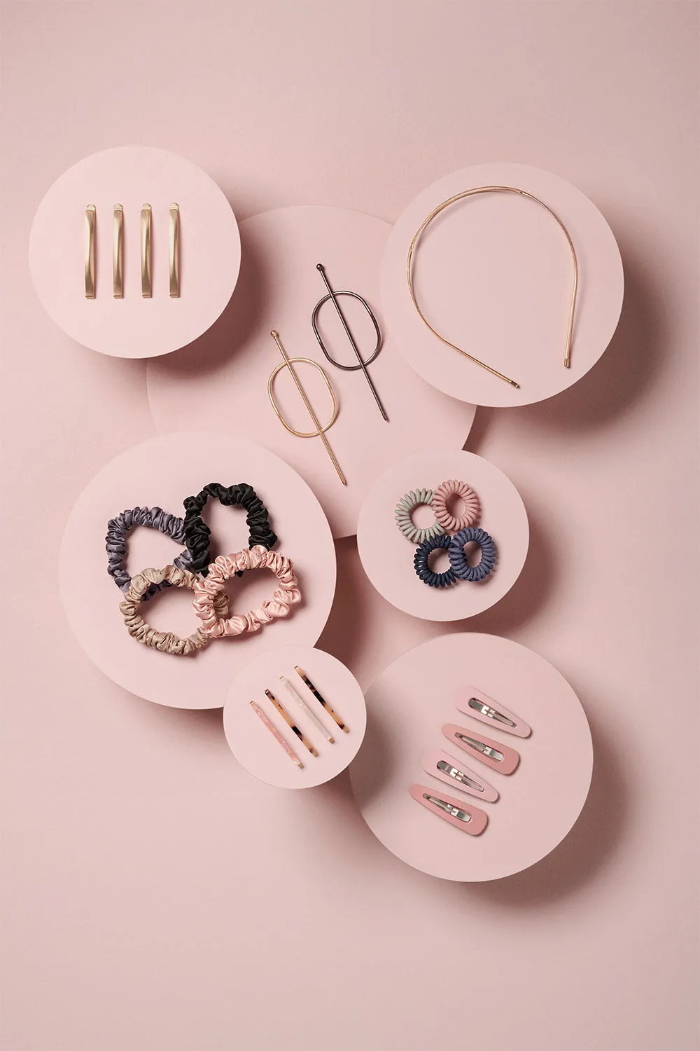 Soft Touch Loop Spiral Hair Ties Set - Slate & Rose