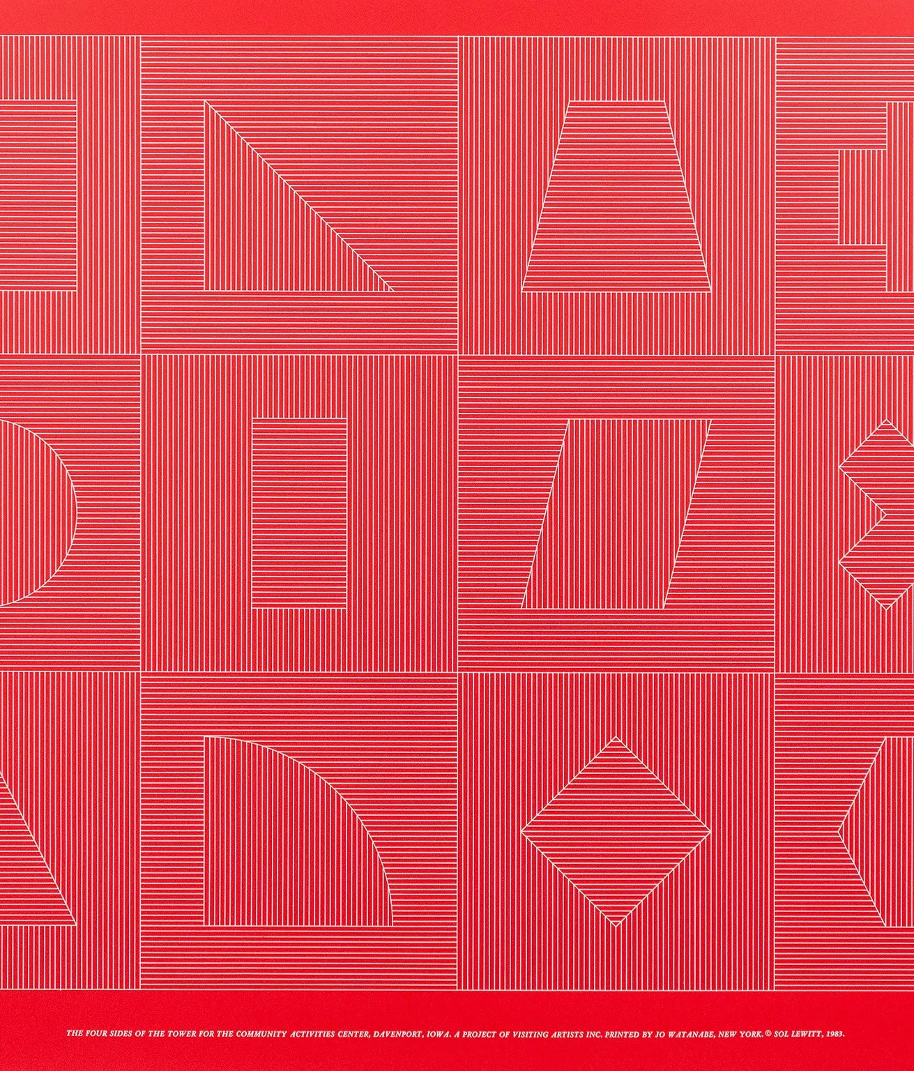 SOL LEWITT "FOUR SIDES OF THE TOWER - RED" SILKSCREEN, 1983