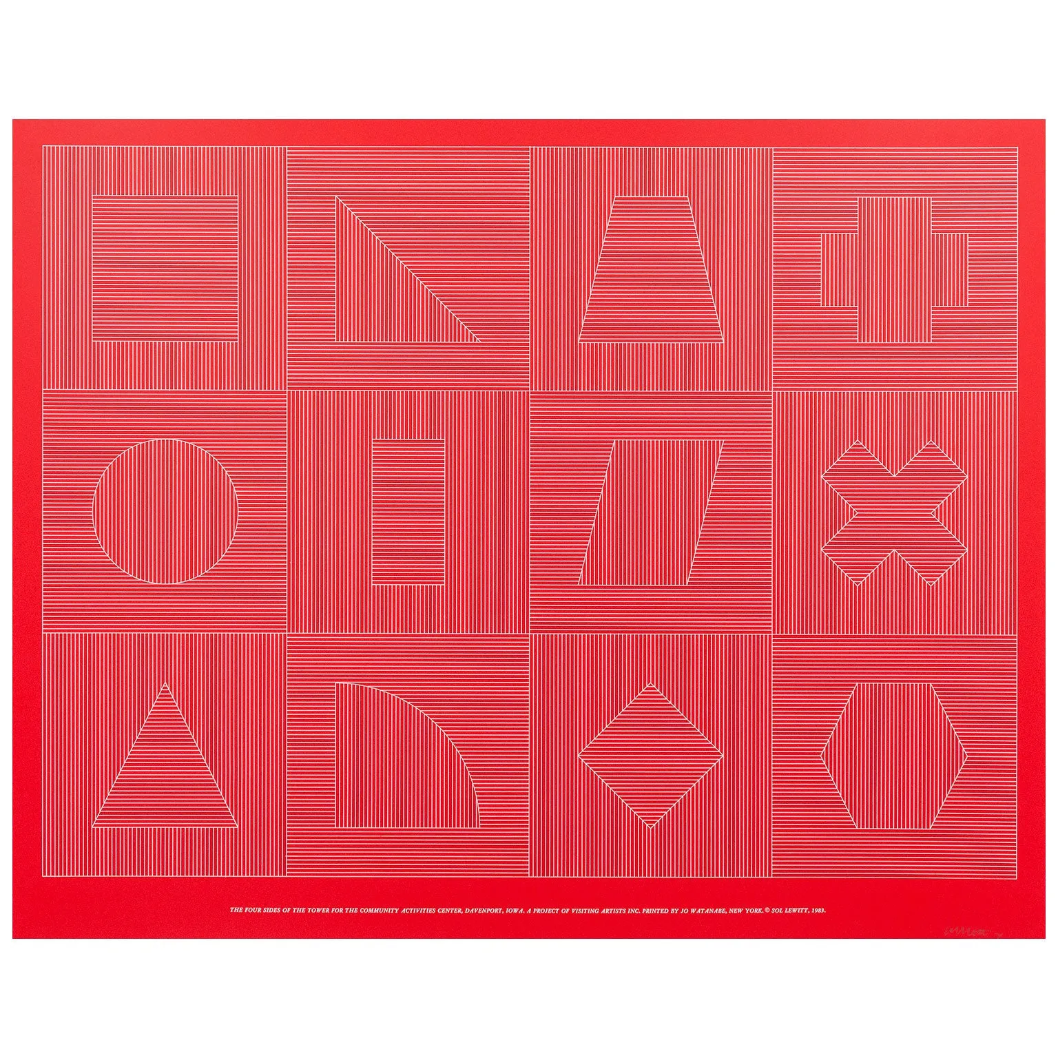 SOL LEWITT "FOUR SIDES OF THE TOWER - RED" SILKSCREEN, 1983
