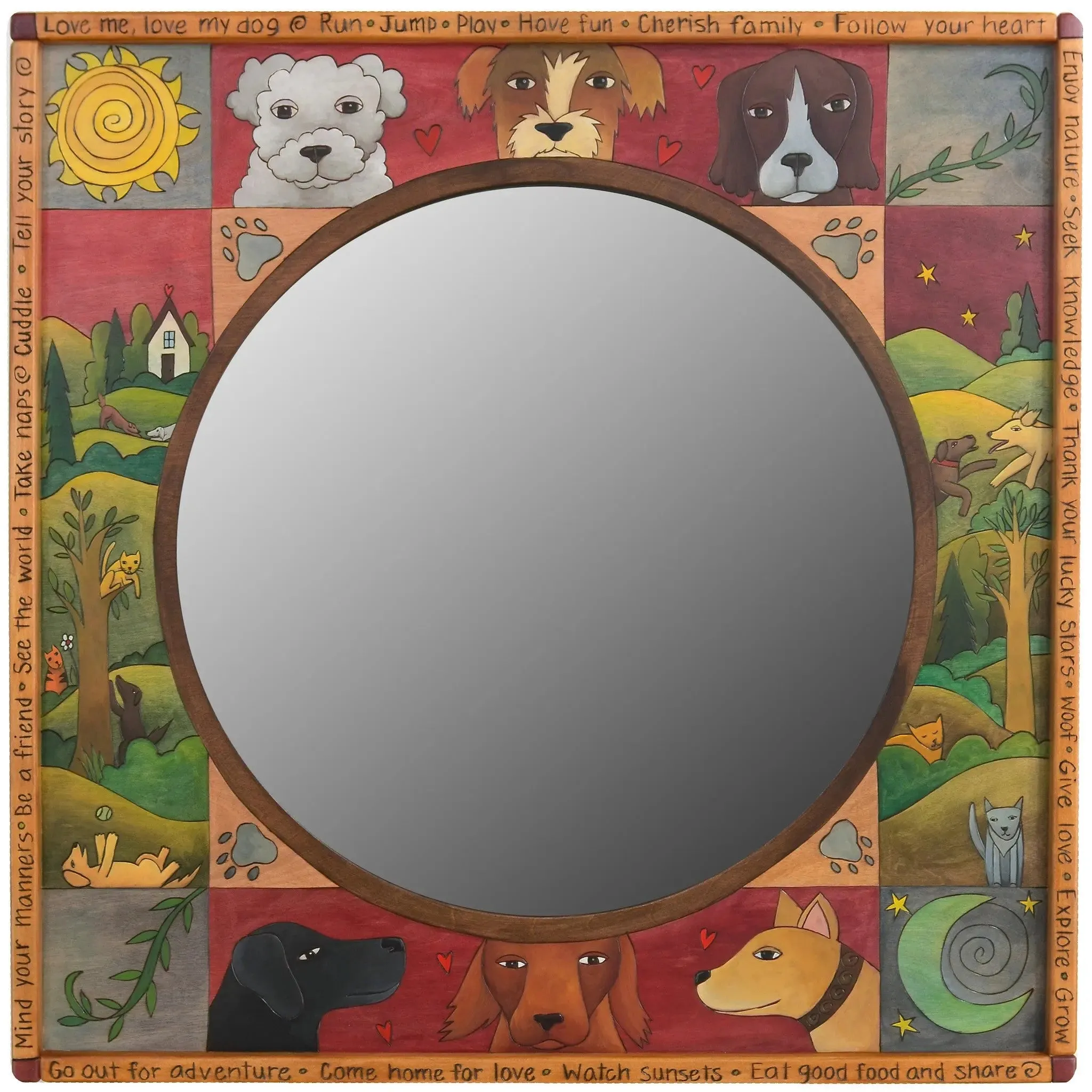 Square Framed Circular Mirror by Sticks MIR038-D75711