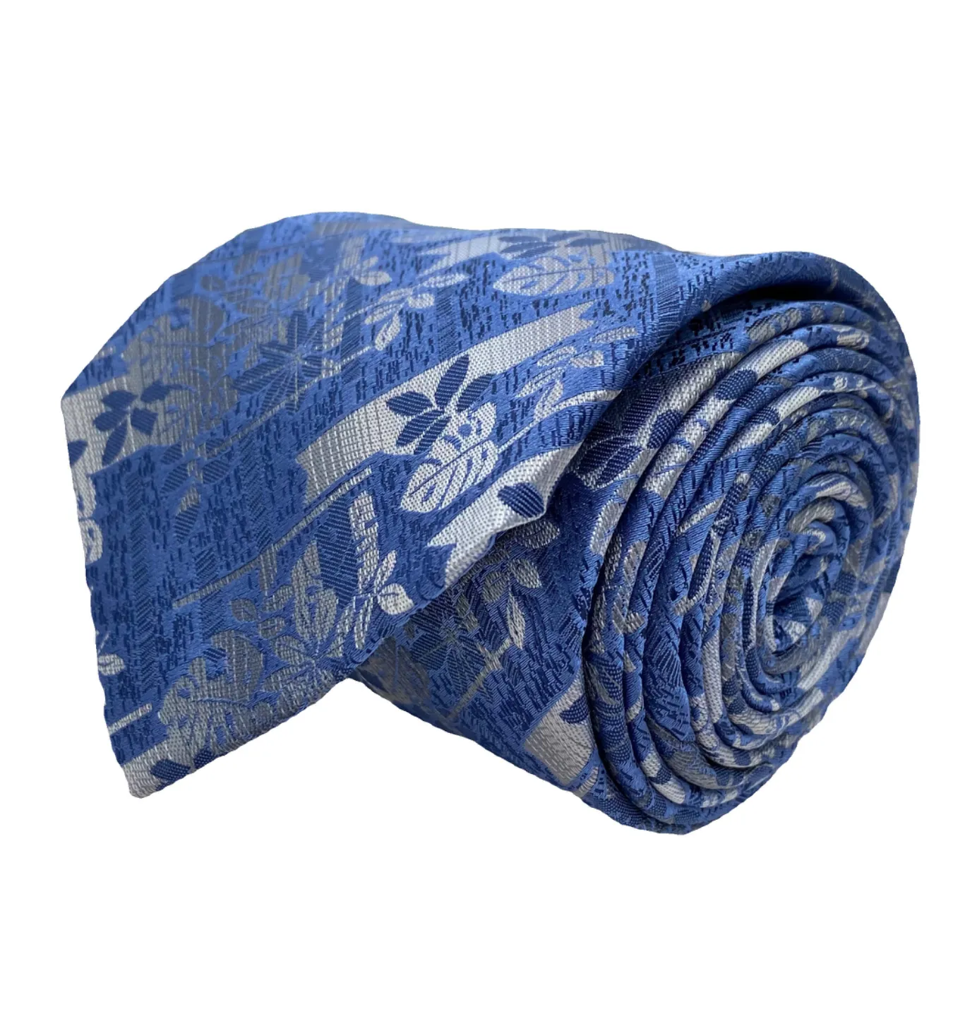 Stacy Adams Tie and Handkerchief - Blue and Silver Fauna T21