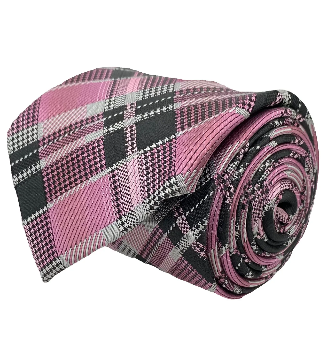 Stacy Adams Tie and Handkerchief - Fuchsia Plaid T46
