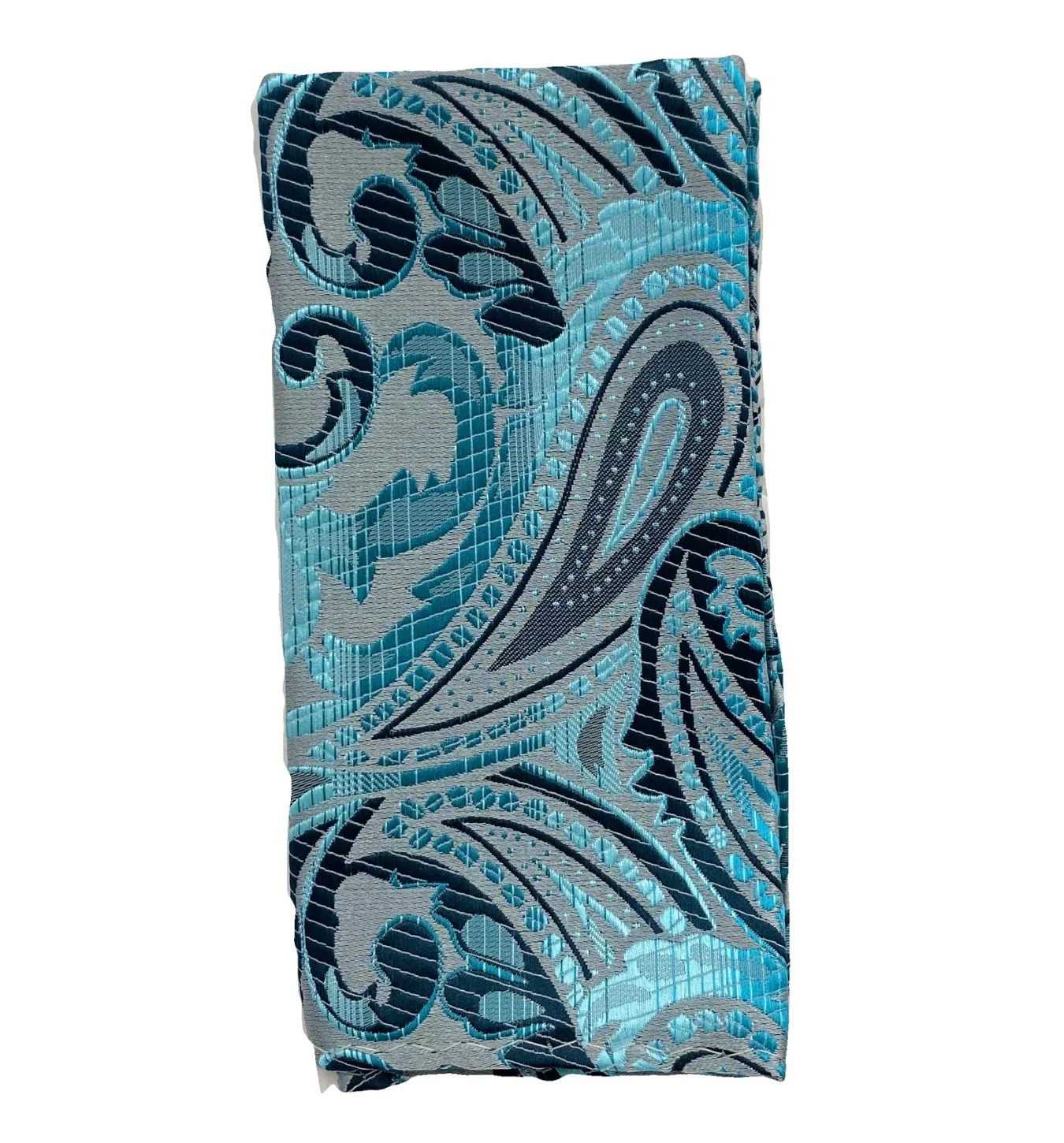 Stacy Adams Tie and Handkerchief - Grey and Teal Paisley T16