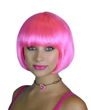 Stephanie Bob Hot Pink Wig Fancy Dress Costume Accessory