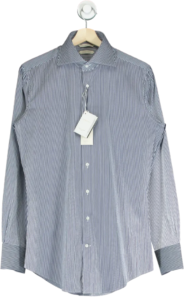 SuitSupply Navy Stripe Extra Slim Fit Shirt EU 40 Extra Slim Fit Formal