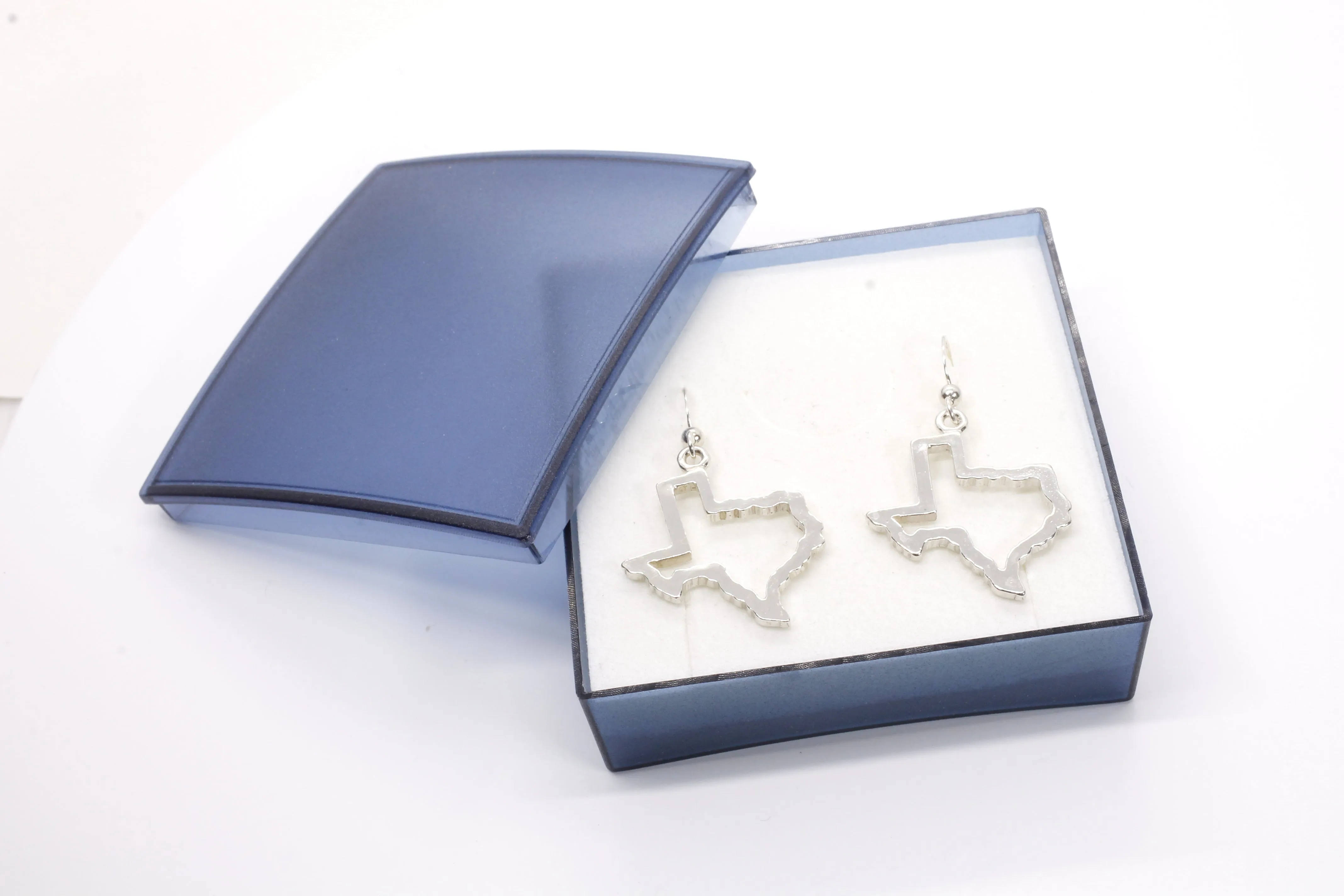 Texas Earrings for her with Lone Star State of Texas Silhoutte Outline in real silver