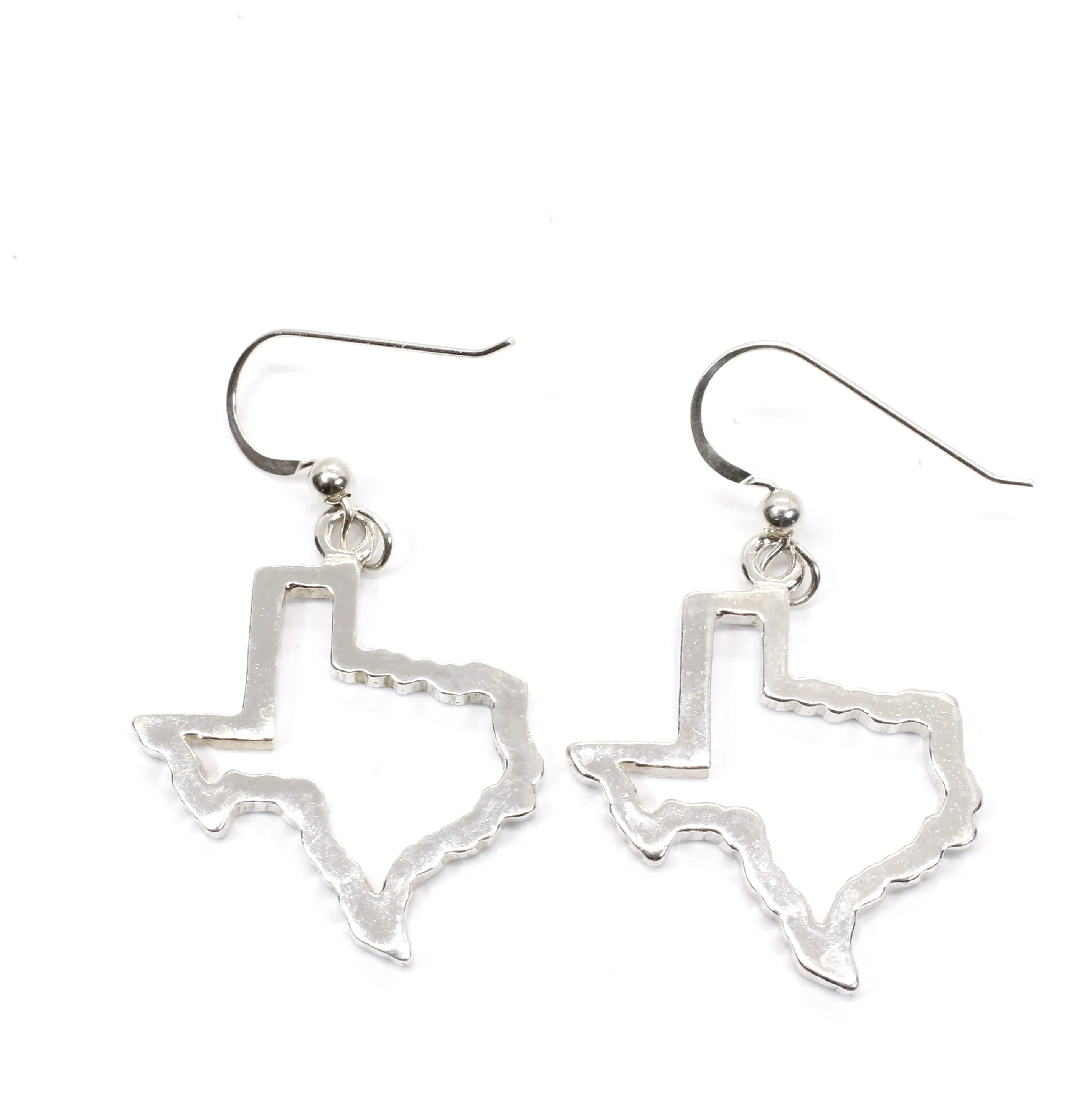 Texas Earrings for her with Lone Star State of Texas Silhoutte Outline in real silver