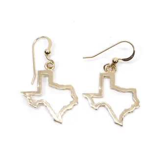 Texas Earrings with Lone Star State of Texas Silhoutte Outline in real 14kt Gold