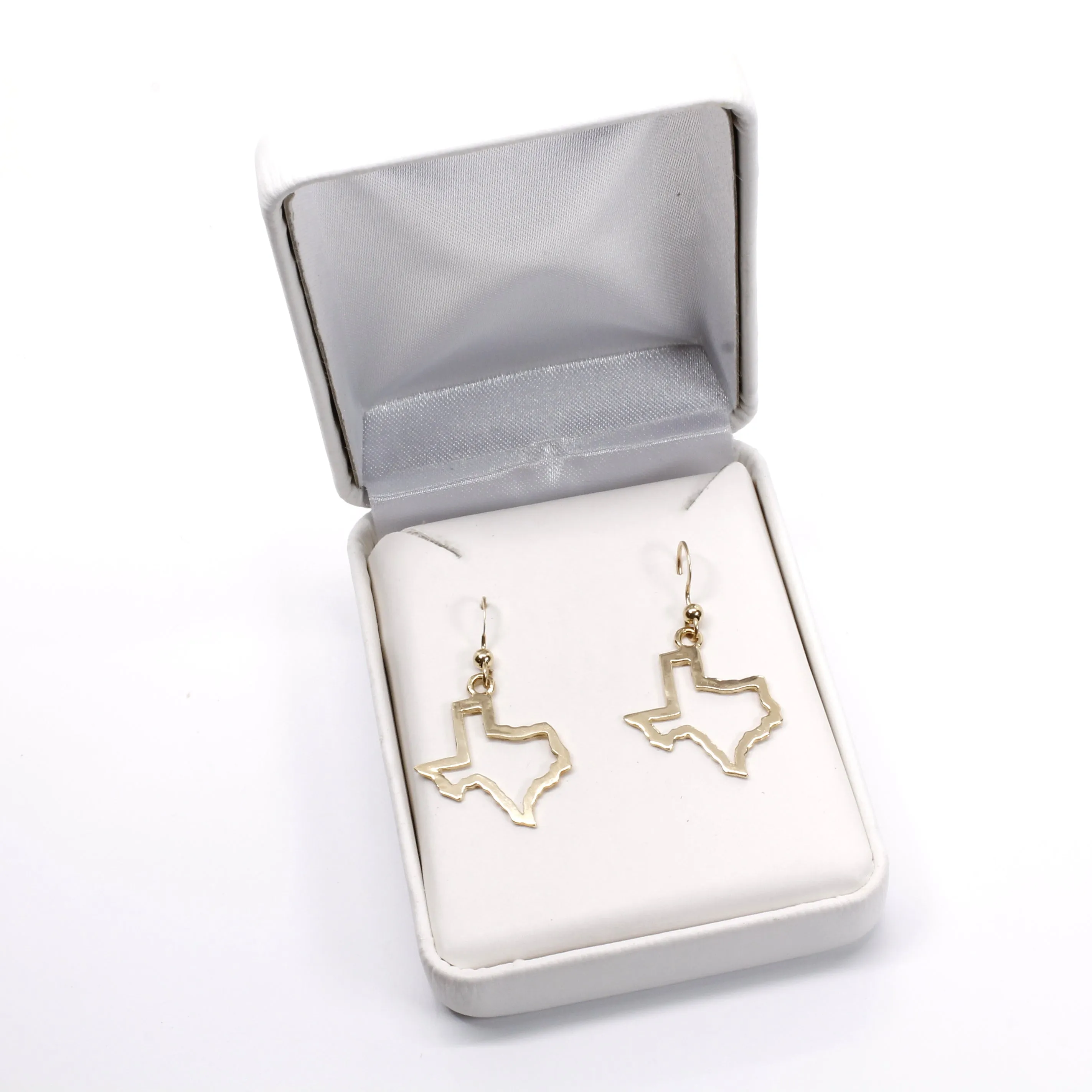 Texas Earrings with Lone Star State of Texas Silhoutte Outline in real 14kt Gold
