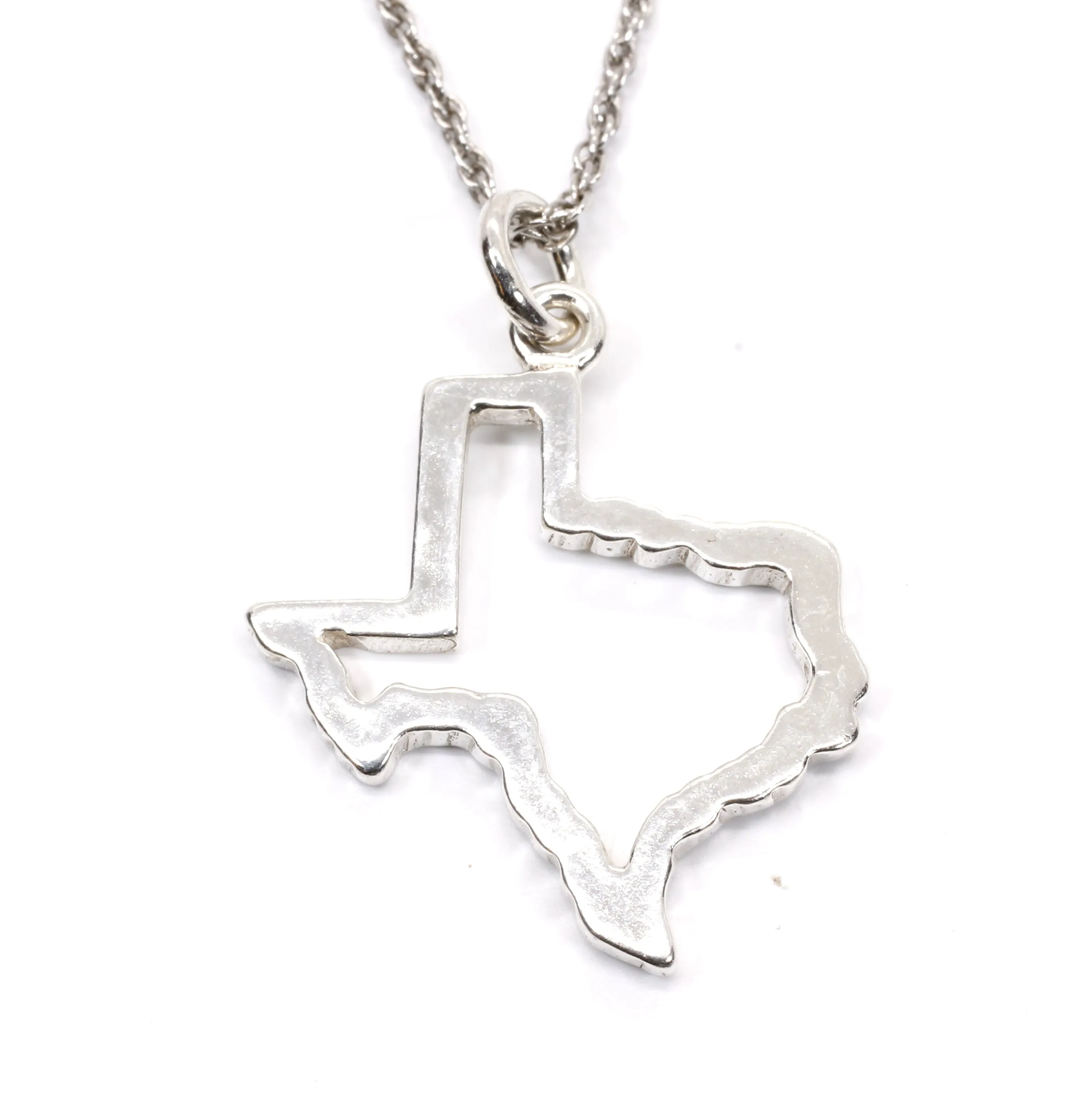 Texas Necklace for her with Lone Star State of Texas Silhoutte Outline in Silver