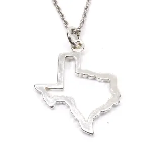 Texas Necklace for her with Lone Star State of Texas Silhoutte Outline in Silver