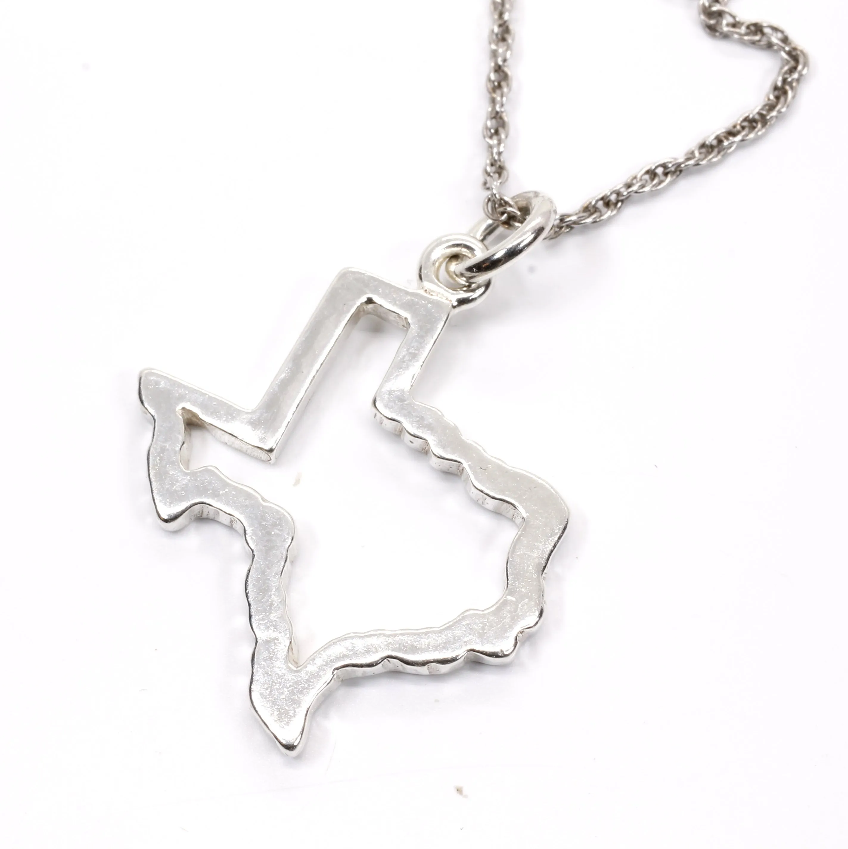 Texas Necklace for her with Lone Star State of Texas Silhoutte Outline in Silver