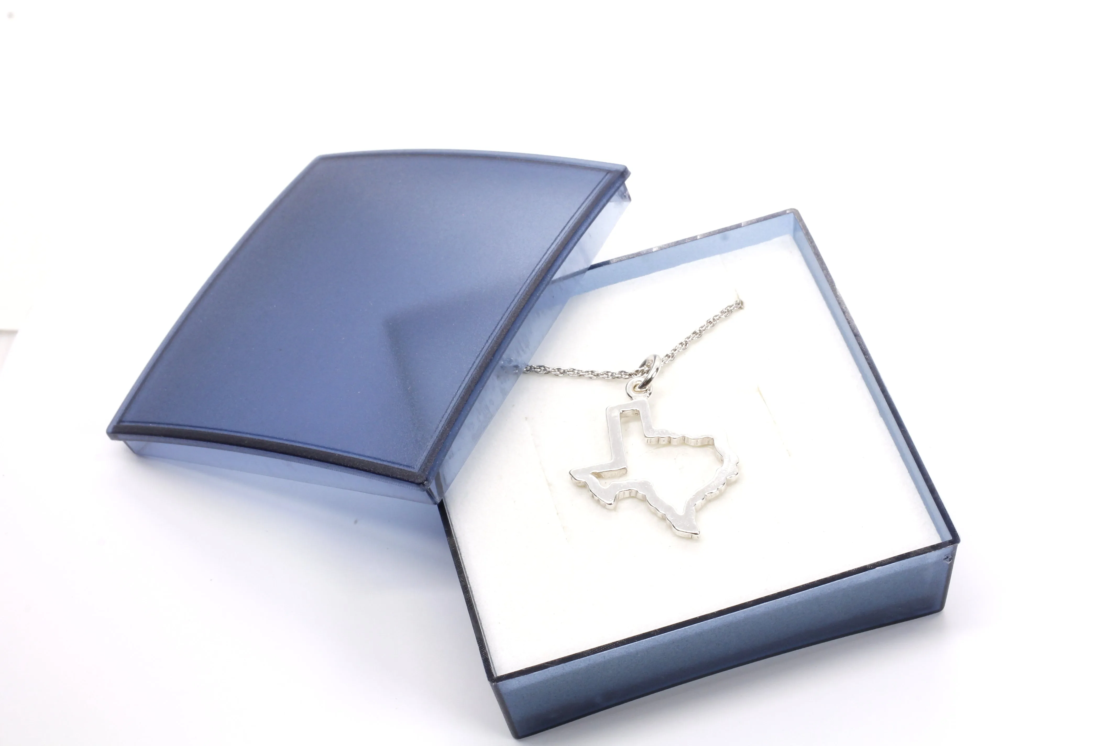 Texas Necklace for her with Lone Star State of Texas Silhoutte Outline in Silver