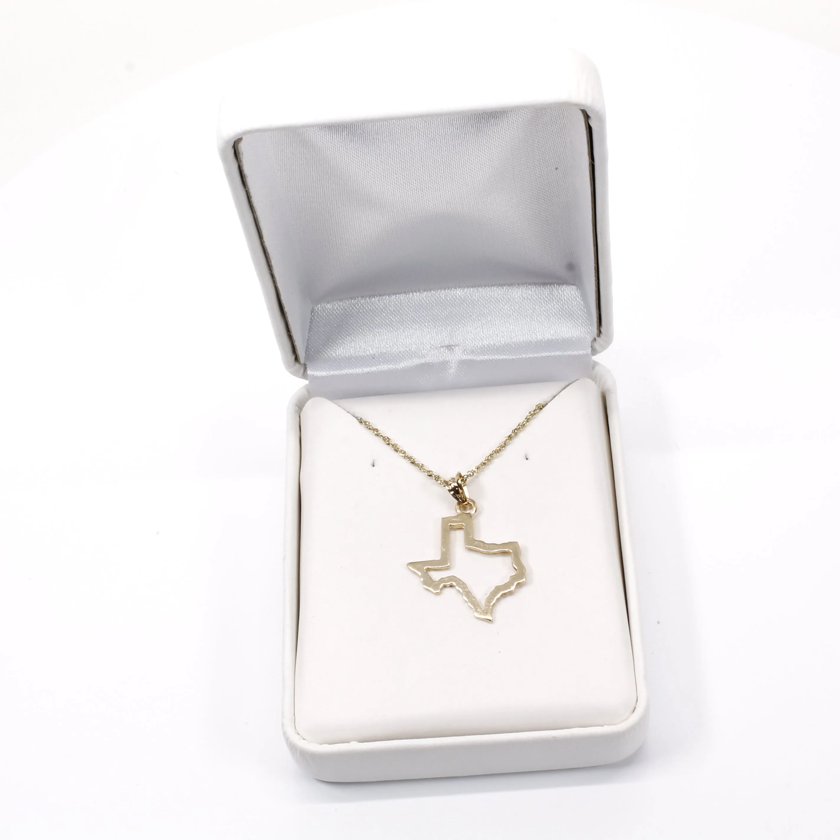 Texas Necklace with Lone Star State of Texas Silhoutte Outline in real 14kt Gold
