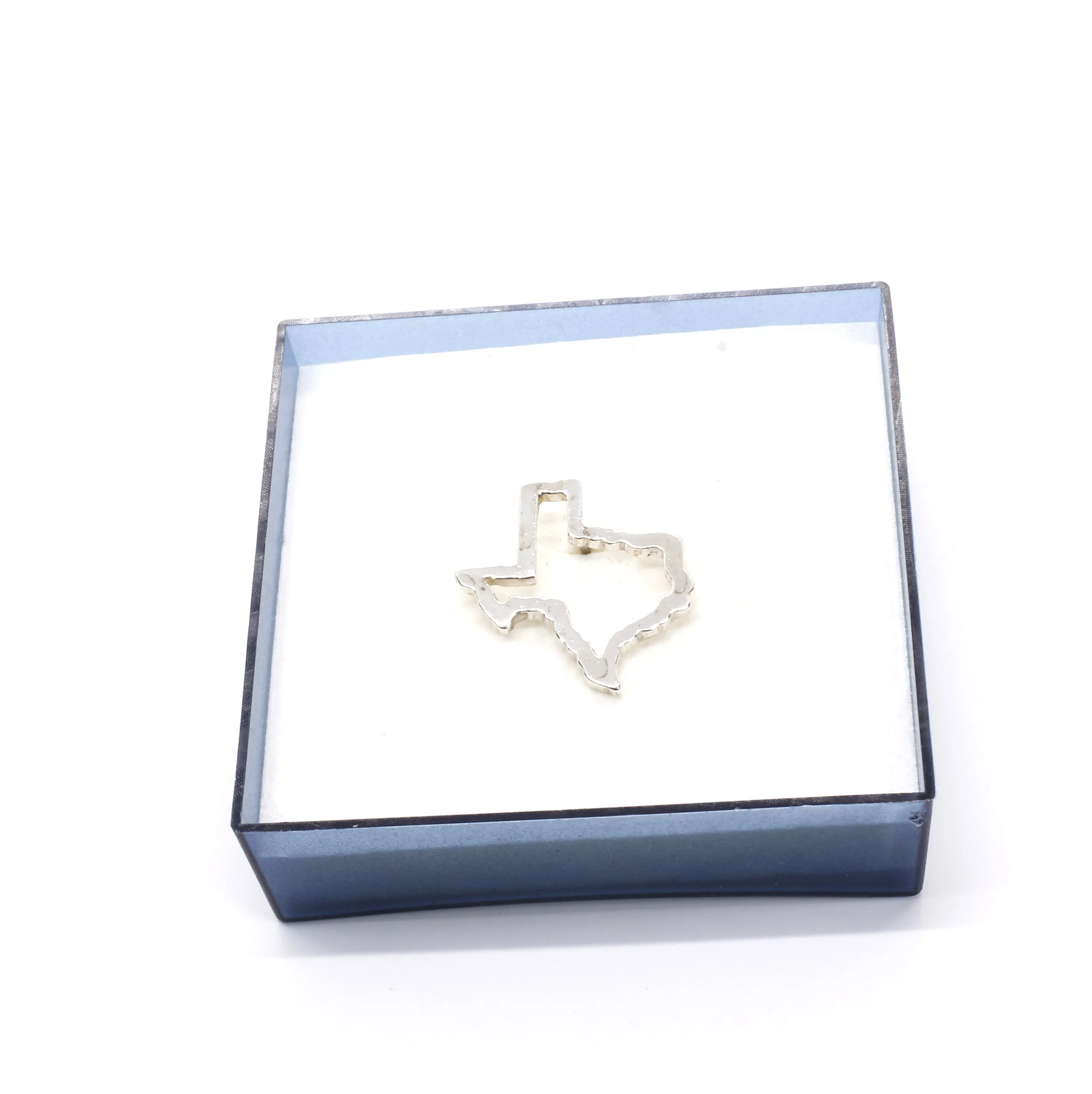 Texas Pin or Tie Tack with Lone Star State of Texas Silhoutte Outline in real silver