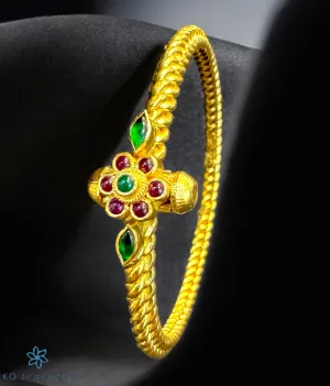 The Amuda Antique Silver Golusu Bracelet (Red/Green /Size 2.4;2.6)