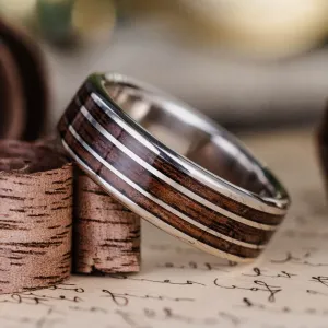 The Vanguard | Men's Gold Wedding Band with 1903 Springfield Rifle Stock Wood Inlays