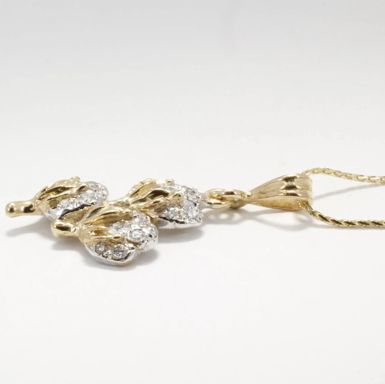Three Boll Diamond Cotton Boll Necklace C330