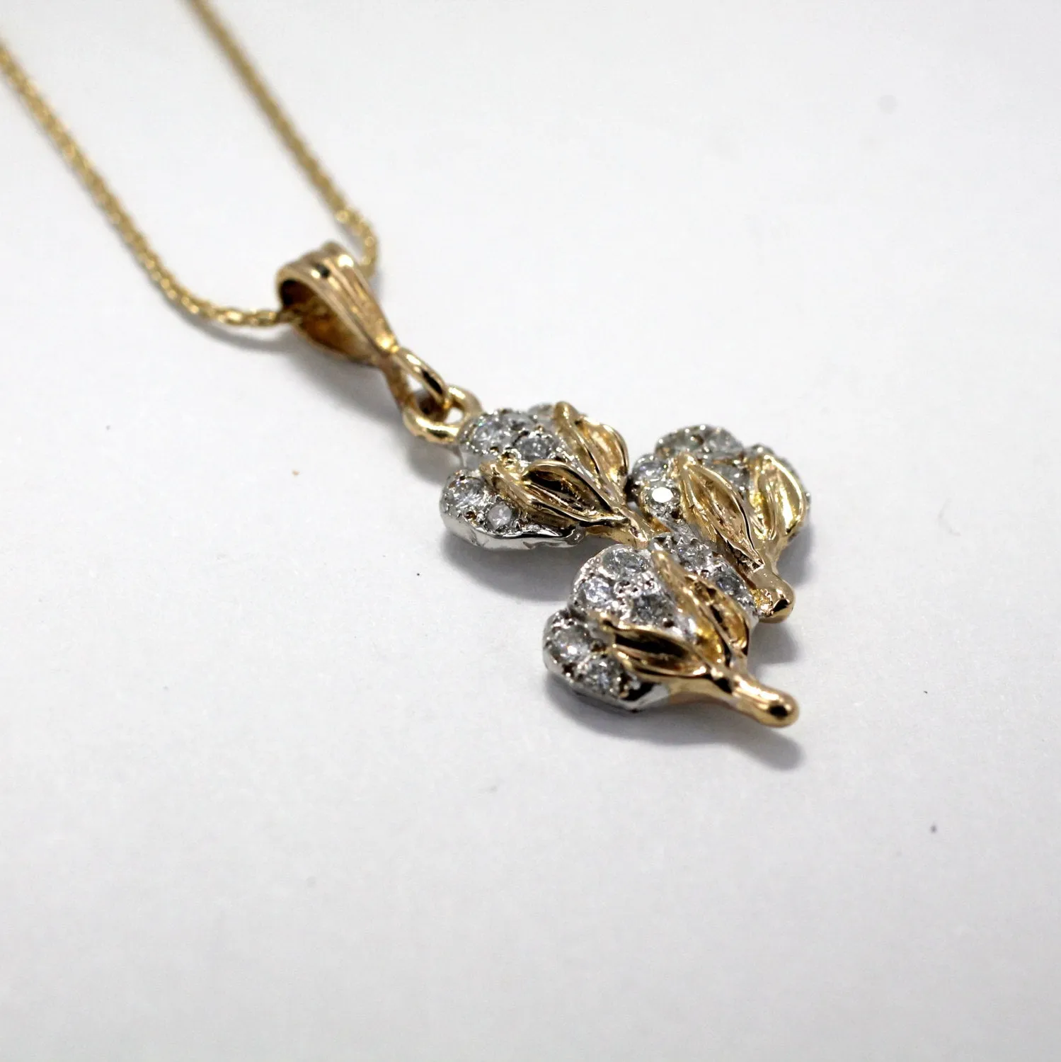 Three Boll Diamond Cotton Boll Necklace C330