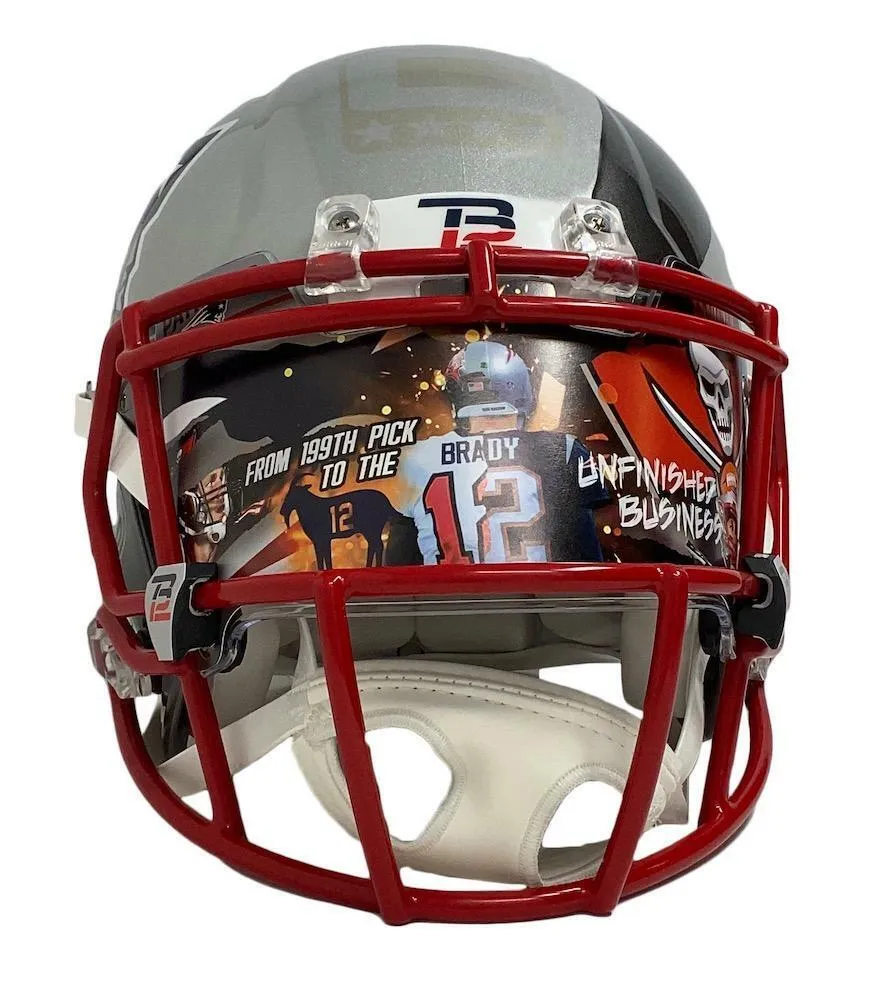 TOM BRADY Autographed Patriots / Bucs Mashup Authentic Helmet FANATICS LE 12