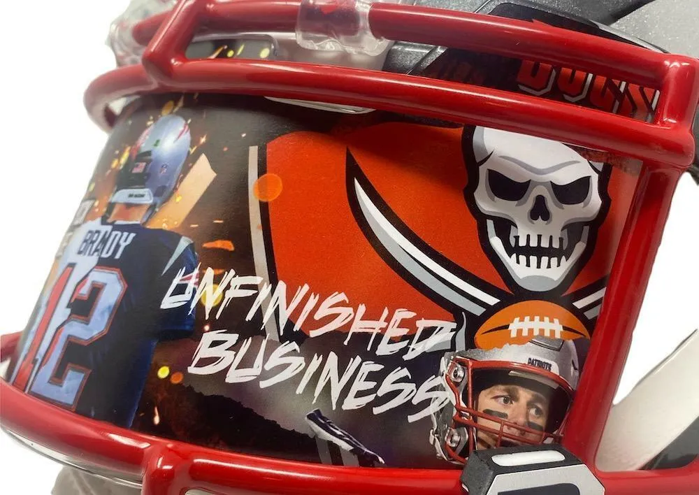 TOM BRADY Autographed Patriots / Bucs Mashup Authentic Helmet FANATICS LE 12