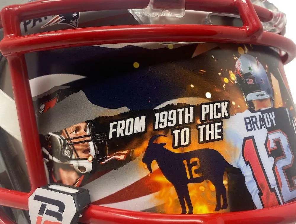 TOM BRADY Autographed Patriots / Bucs Mashup Authentic Helmet FANATICS LE 12