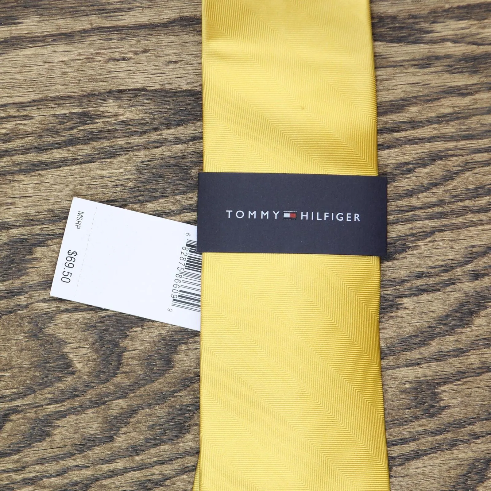 Tommy Hilfiger Men's New Herringbone Solid Skinny Tie 87991201 Yellow One Size