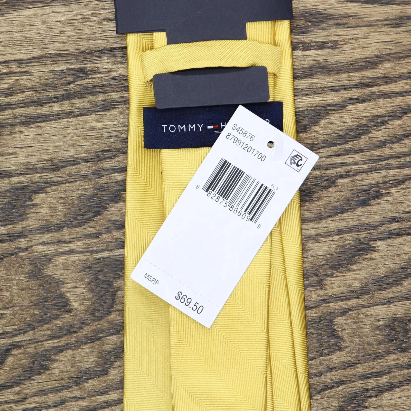 Tommy Hilfiger Men's New Herringbone Solid Skinny Tie 87991201 Yellow One Size