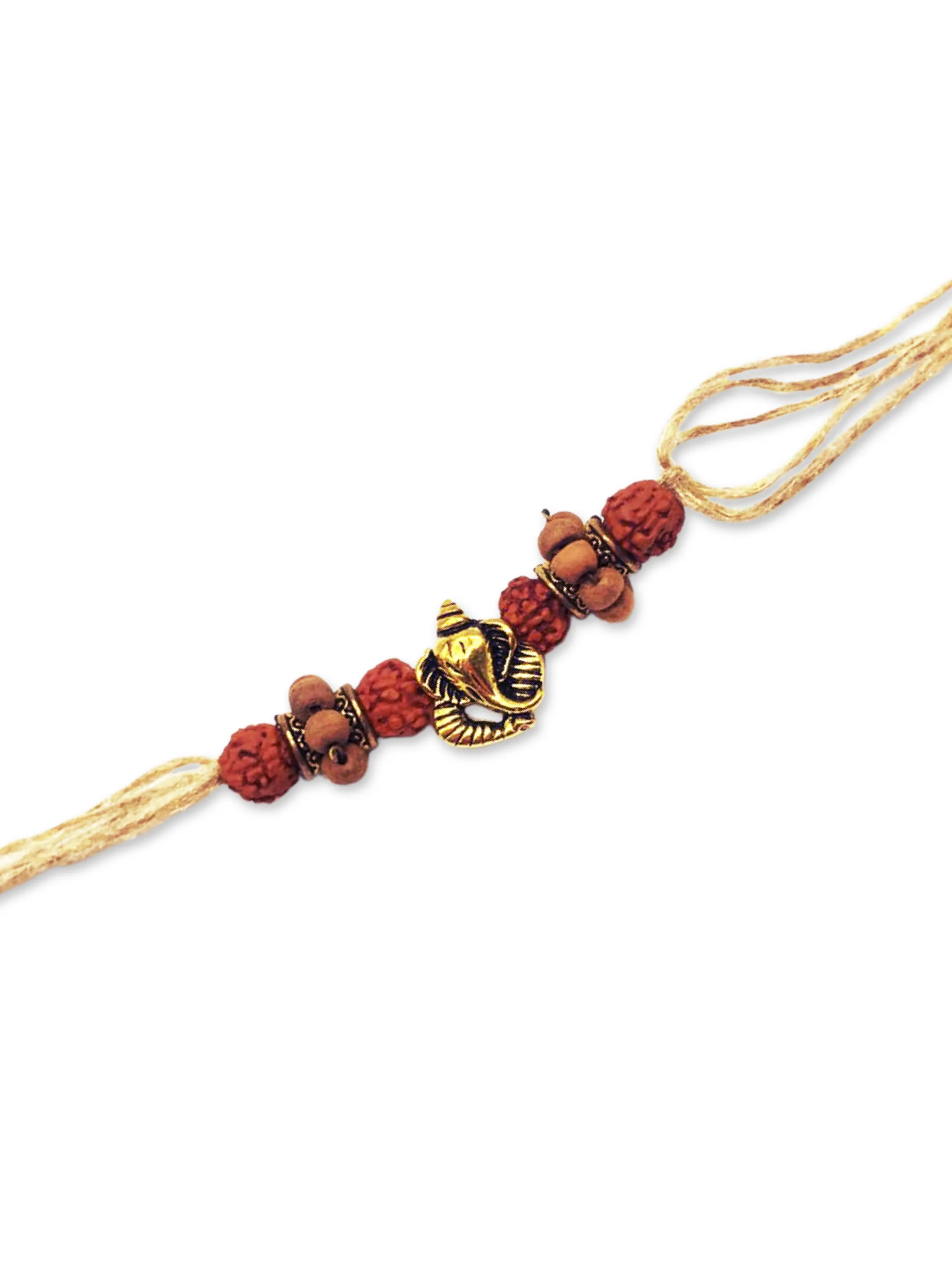 Trendy Rakhi Design Ganesha with Rudraksha/Tulsi Beads Pendant Mauli Thread For Raksha Bandhan