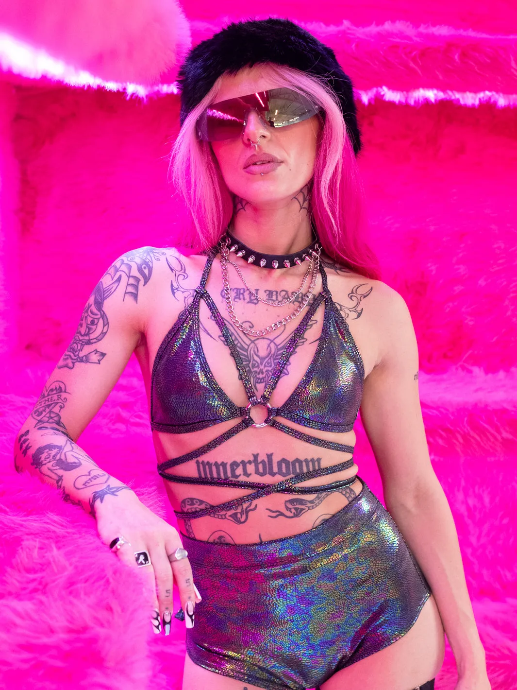 TRIANGLE WRAP TOP - OIL SLICK SNAKE